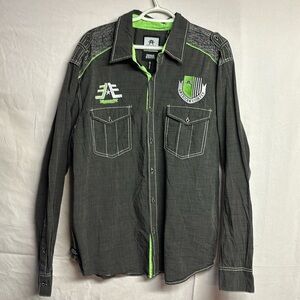 American Fighter Men’s Long Sleeve Button Down Shirt Western Style Size XXL